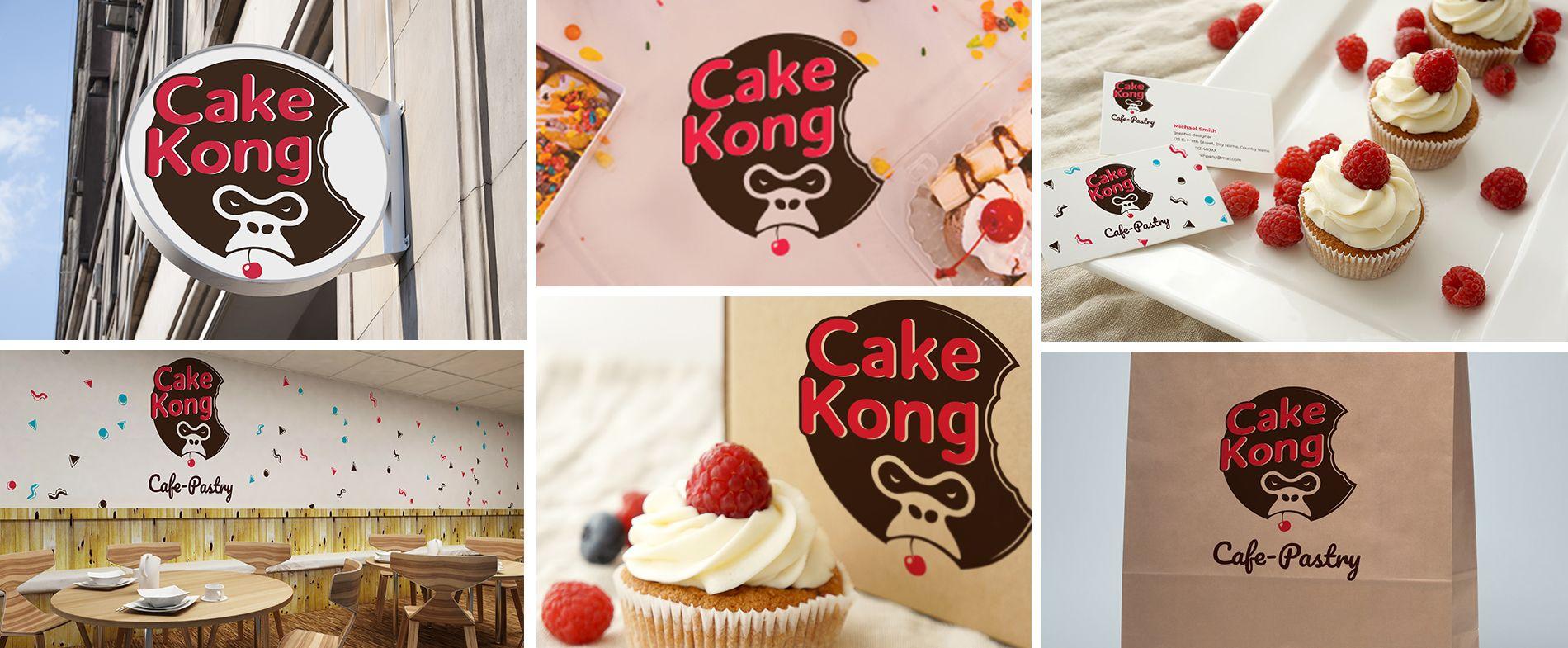 Logo and branding of cafe "Cake Kong"